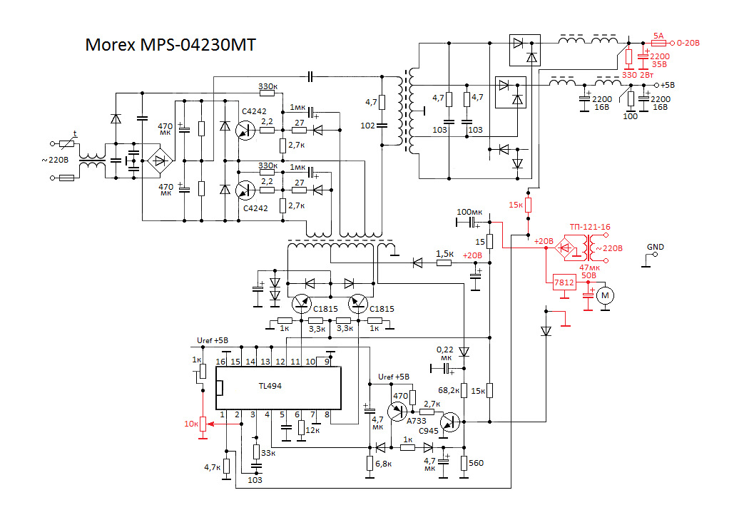 Схема компьютерного блока питания на tl494 и lm339